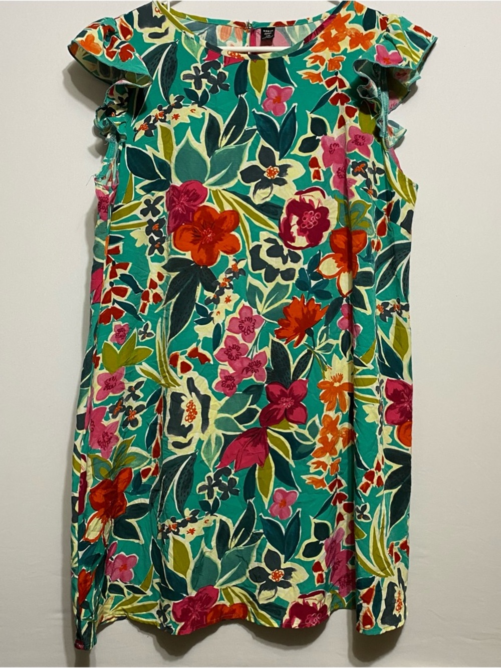 Shein Floral Ruffle Sleeve Dress Vacation Resort Cruise Colorful Tropical 1XL